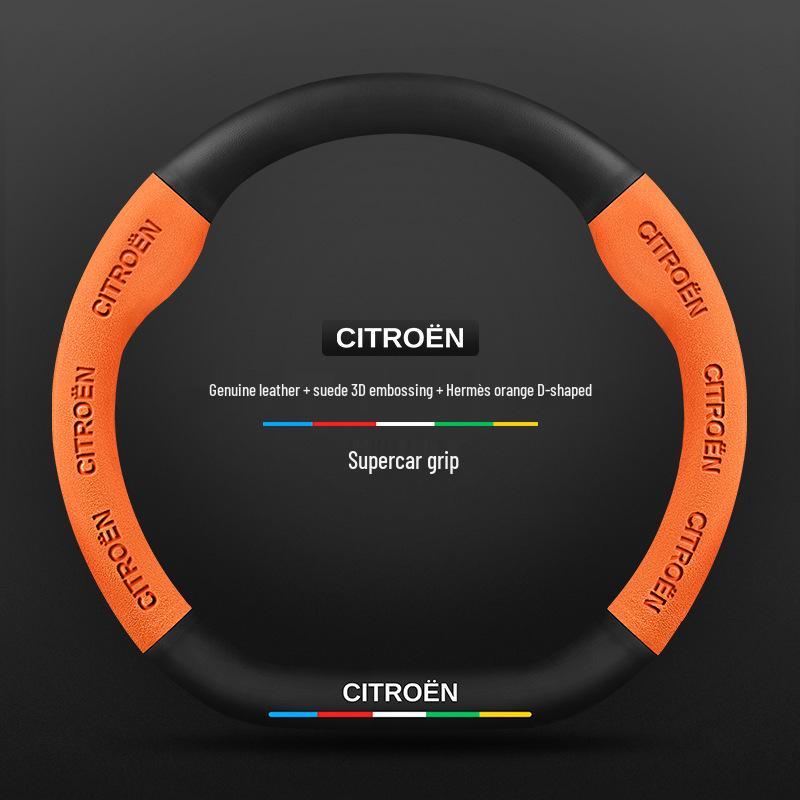Universal Non-Slip Suede Steering Wheel Cover for Citroen: All-Season, Breathable Design for Men and Women