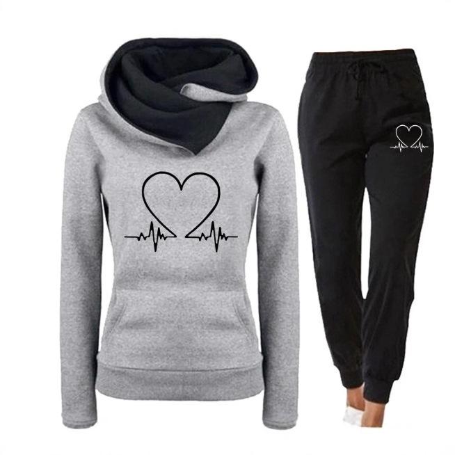 2025 Unisex Printed Sweatshirt & Hoodie Set for Autumn/Winter Casual Jogging
