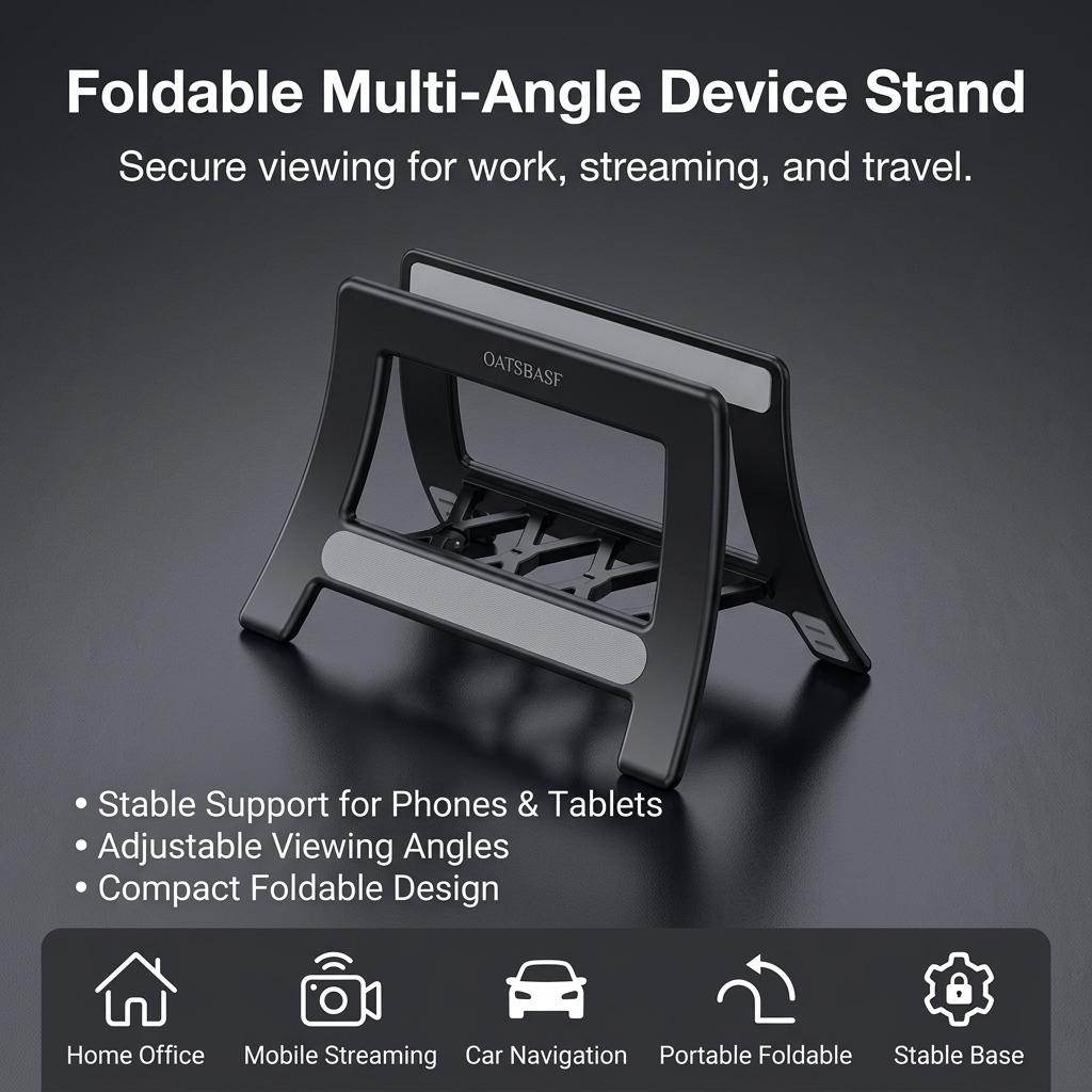 Adjustable Aluminum Alloy Phone Tablet Stand with Foldable Design for Office Home Travel