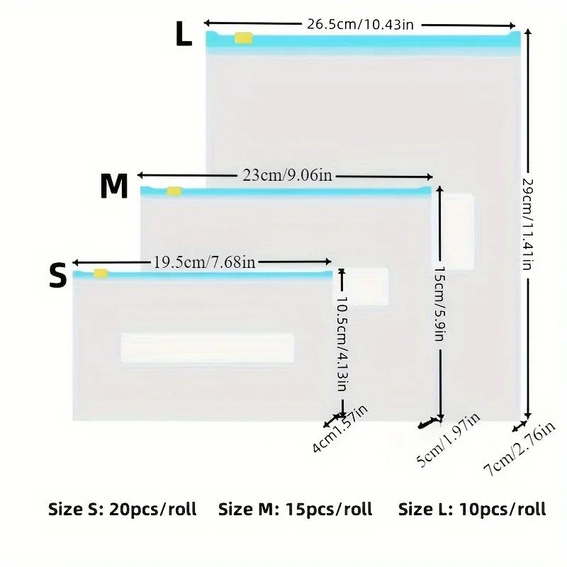 45 Stück Wiederverwendbare Auslaufsichere Gefrierbeutel mit Zippverschluss - Frischeversiegelnde Aufbewahrungsbeutel für Lebensmittel zur Küchenorganisation