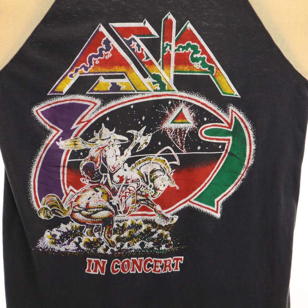 AZIA 80s Paki cotton Five-quarter sleeve T-shirt Band T Rock Band Asia Men's Used