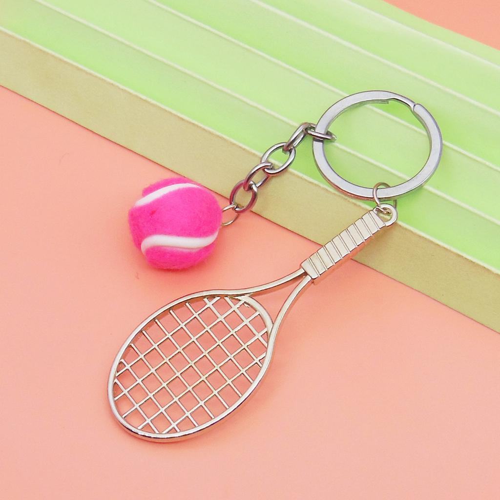 Realistic Tennis Racket Keychain Stylish Zinc Alloy Keyring Handmade Sporty Accessory Gift For Sports Enthusiasts