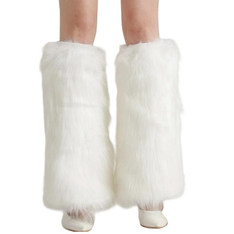

Пушистые плюшевые гетры для зимних активностей на свежем воздухе, рождественской вечеринки, защиты ног на семейных встречах, сценических выступлений 1 белый