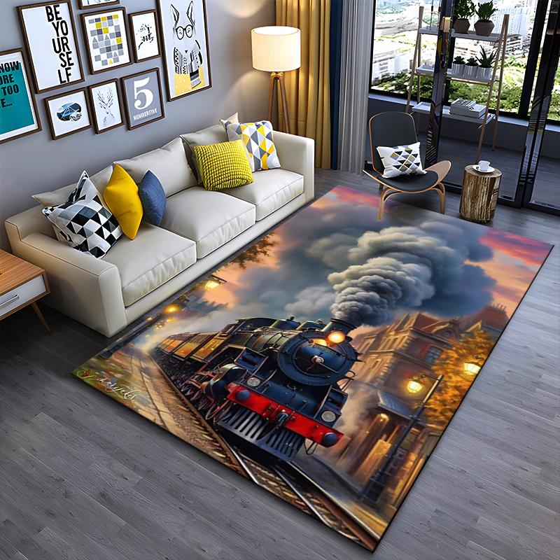 

Black steam locomotive, vintage style, full of power Suitable for use as an anti-slip game mat for living room and bedroom sofas 40x60cm( 15x23in )