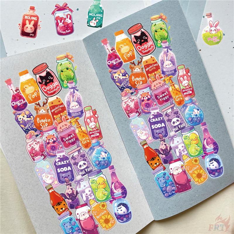 50Pcs/Set Funny Animals Juice Bottle Series 01 PET Stickers Waterproof DIY Fashion Doodle Decals Stickers