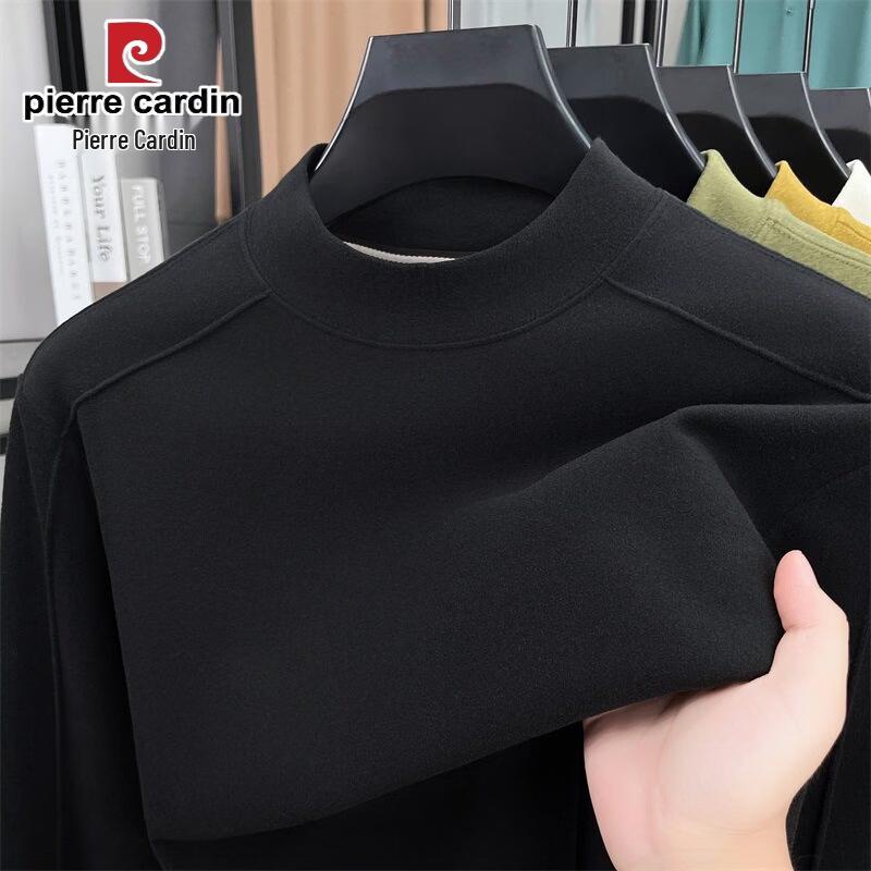 Pierre Cardin Men's Double-Sided Velvet Thermal Semi-High Collar T-Shirt