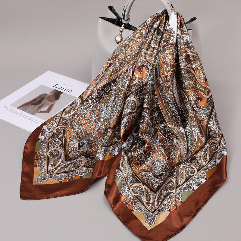 90 Square Scarves, Silk Scarves, Women's New Spring and Summer High-end Sense Versatile, Thin Scarves, Shawls Outside