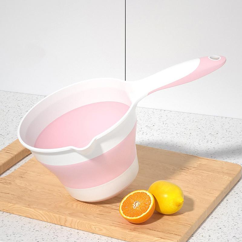 

Складная половник для воды Портативный пластиковый половник для кухни Можно повесить розовый