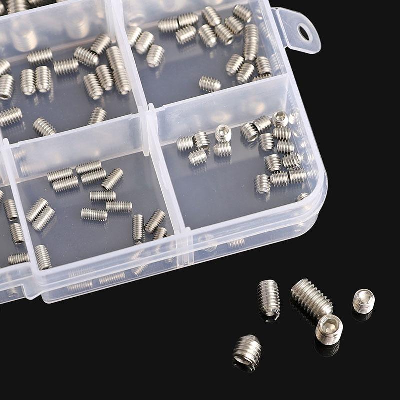 304 316 Stainless Steel Internal Hex Socket Drive Cone Dog Flat Cup Point Set Screw Assortment Kit Allen Head Grub Bolt
