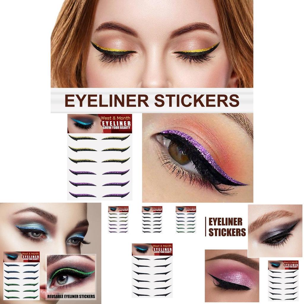 West Month Self Adhesive European American Eyeliner Stickers Six Pairs For Party Glam