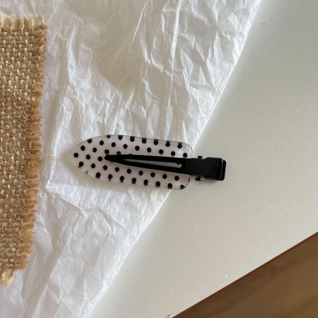 Korean Black & White Polka Dot Hair Clips: Simple, Sweet Bangs & Side Clips