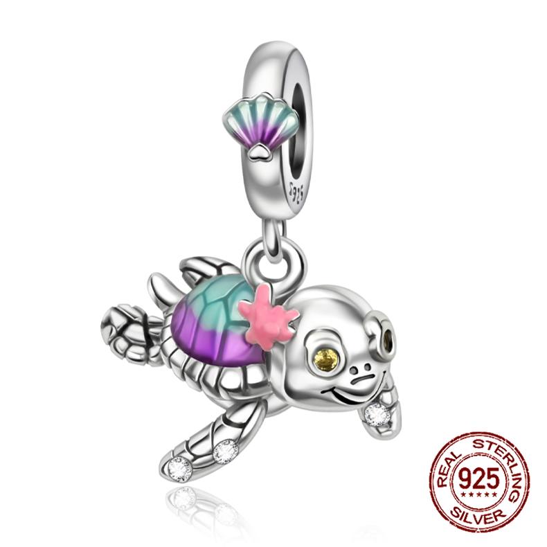 Ocean Series Diy Charms Bead Original Copper Seahorse Jellyfish Sea Lion Pendants Fit Bracelet Jewelry Gift Marking