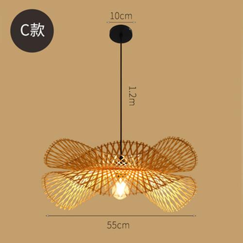 Bamboo Chandelier Teahouse Rattan Lamp Handmade Cafe Bar Garden Dining Room Bedroom Bamboo Wicker Rattan Lighting Fixture