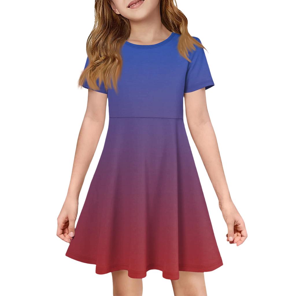 Girl Summer Dress Color & Print Short Sleeve Dress With Pocket Casual Dress Shorts Sleeve Party Dress Easter Day