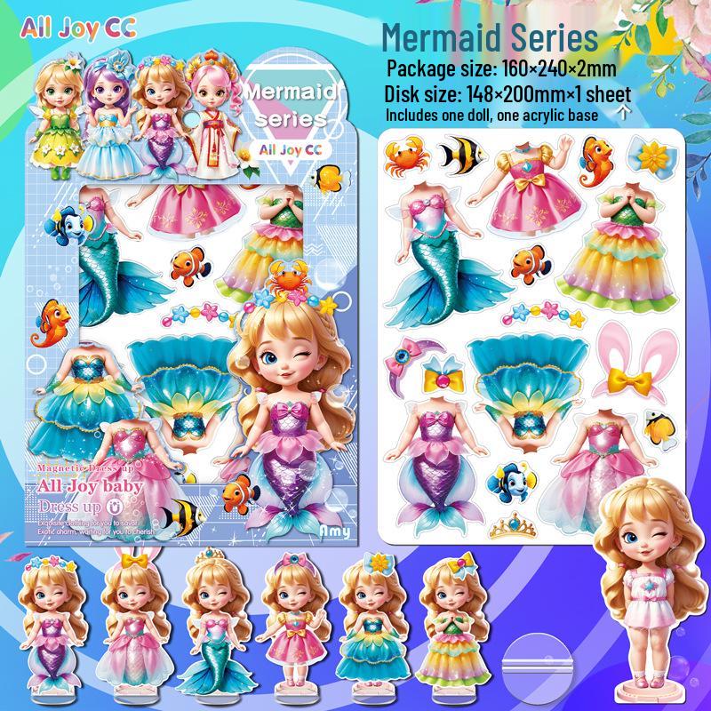 

Книга с магнитными наклейками «Принцесса: одевалки» для девочек - Многоразовые куклы и наряды