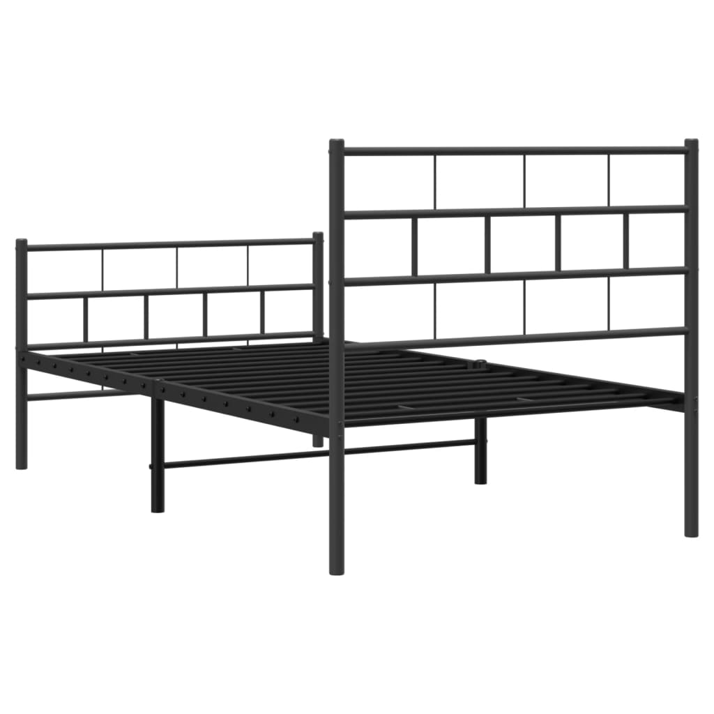 Vidaxl Metalowa Rama Łóżka Z Wezgłowiem I Zanóżkiem, Czarna, 90X190 Cm