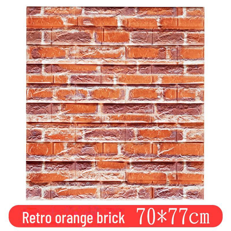 3D Retro Brick Pattern Self-Adhesive Foam Wall Stickers - Waterproof, Moisture-Proof, and Insulating for Hotels and Restaurants