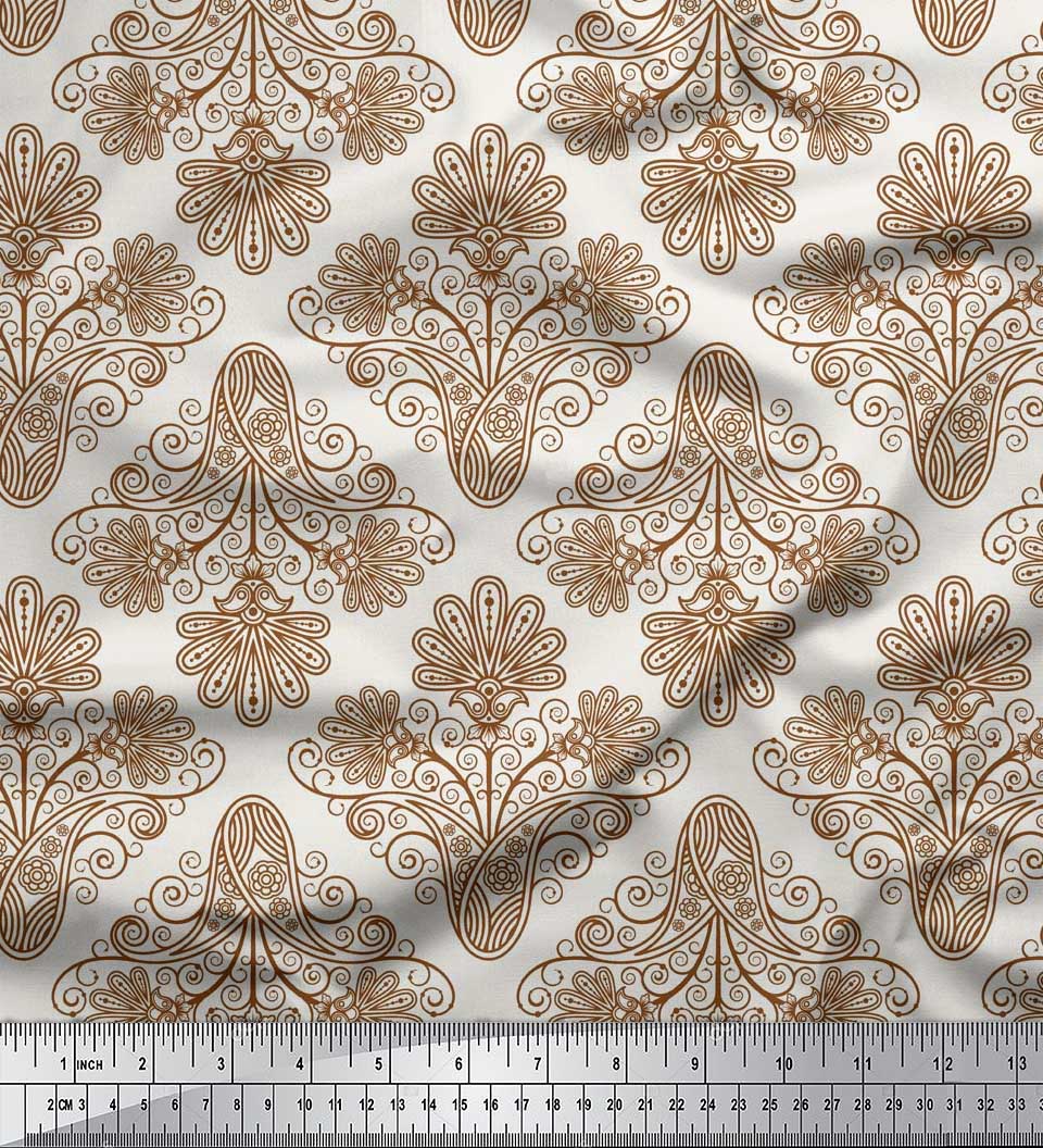

Soimoi Japan Crepe Satin Fabric Swirls & Paisley Printed Craft Fabric by the metre 42 Inch 42 Inch Wide - Poly Crepe коричневий