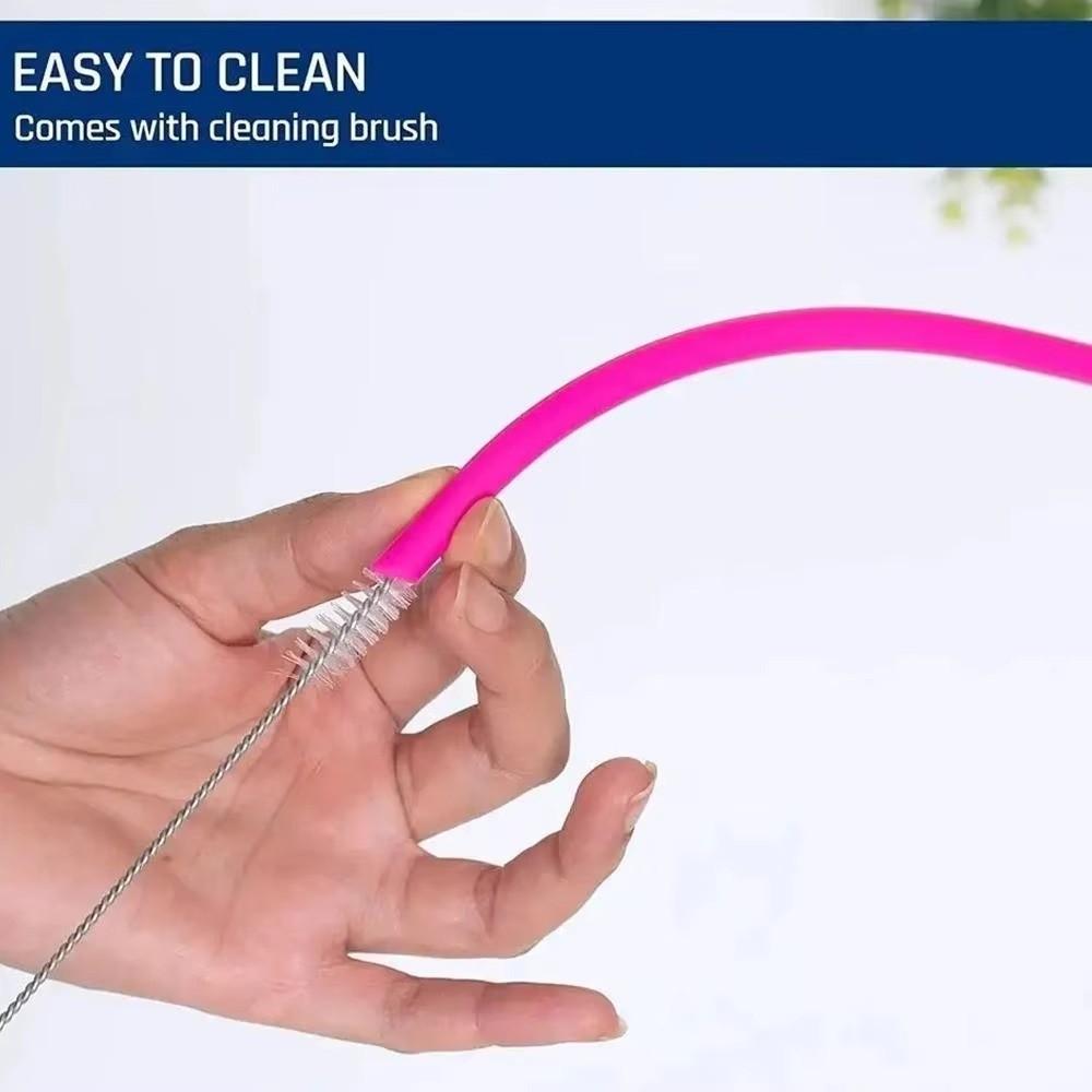 5pcs Soft Hair Straw Bottle Cleaning Brushes Stainless Steel Handle Bottle Cleaning Brush Kitchen