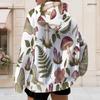 Women Plus Size Zip Up Long Sleeve Drawstring Hoodie White Dark Rose Bat Key Lock Printed Sweatshirt With Pockets