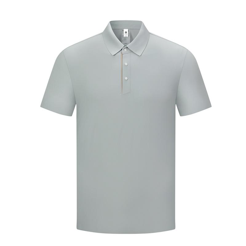 Letni T-shirt biznesowy i rekreacyjny z kołnierzykiem, z półrękawem, z lodowego jedwabiu, lekki, pochłaniający pot i odprowadzający wilgoć, luźna koszulka polo