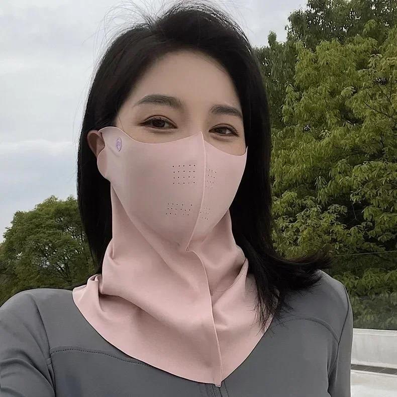 1/2 Pieces Women Summer UV Protection Neck Scarf Ice Silk Face Mask Cover Outdoor Wrap Cover Sports Cycling Sun Proof Sunscreen Dustproof