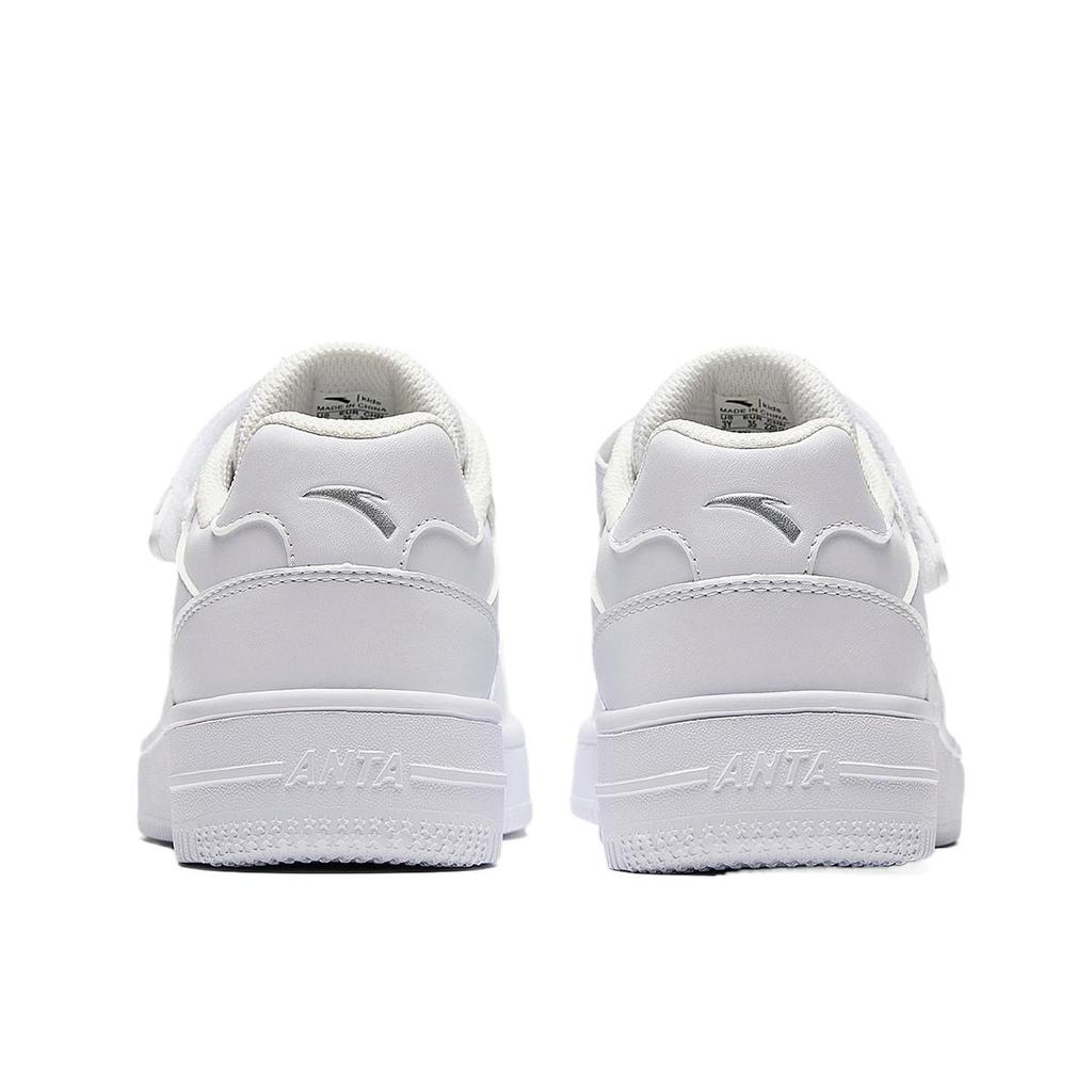 Anta Kids Synthetic Leather Lifestyle Series Comfortable Lightweight Durable Breathable Low-Top Kids Skate Shoes Kids Sneakers Anta-White 332448001S-1