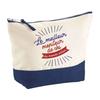 Makeup Bag - PLANETEE - Blue Background Pouch - World's Best Ski Monitor - Large Size - Cotton