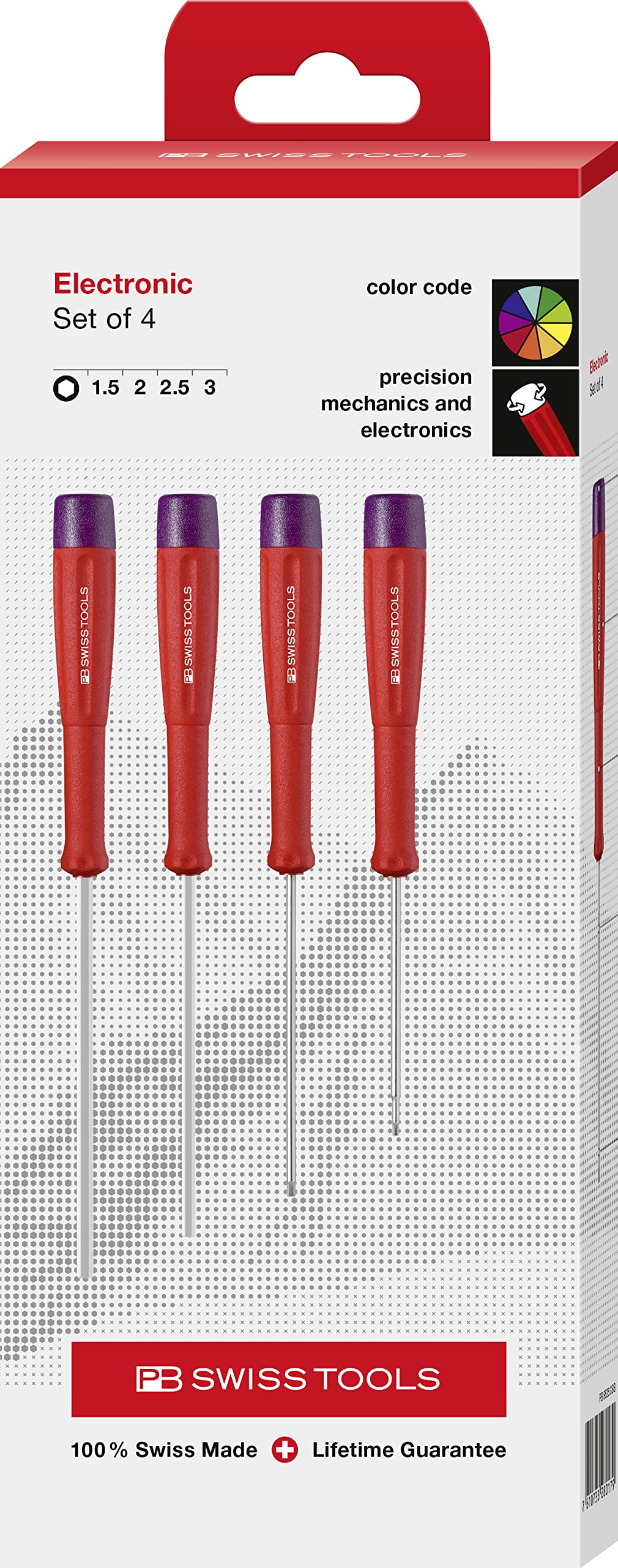 

Набор прецизионных шестигранных отверток PB Swiss Tools SwissGrip в бумажной коробке, 4 шт., 8625.CBB