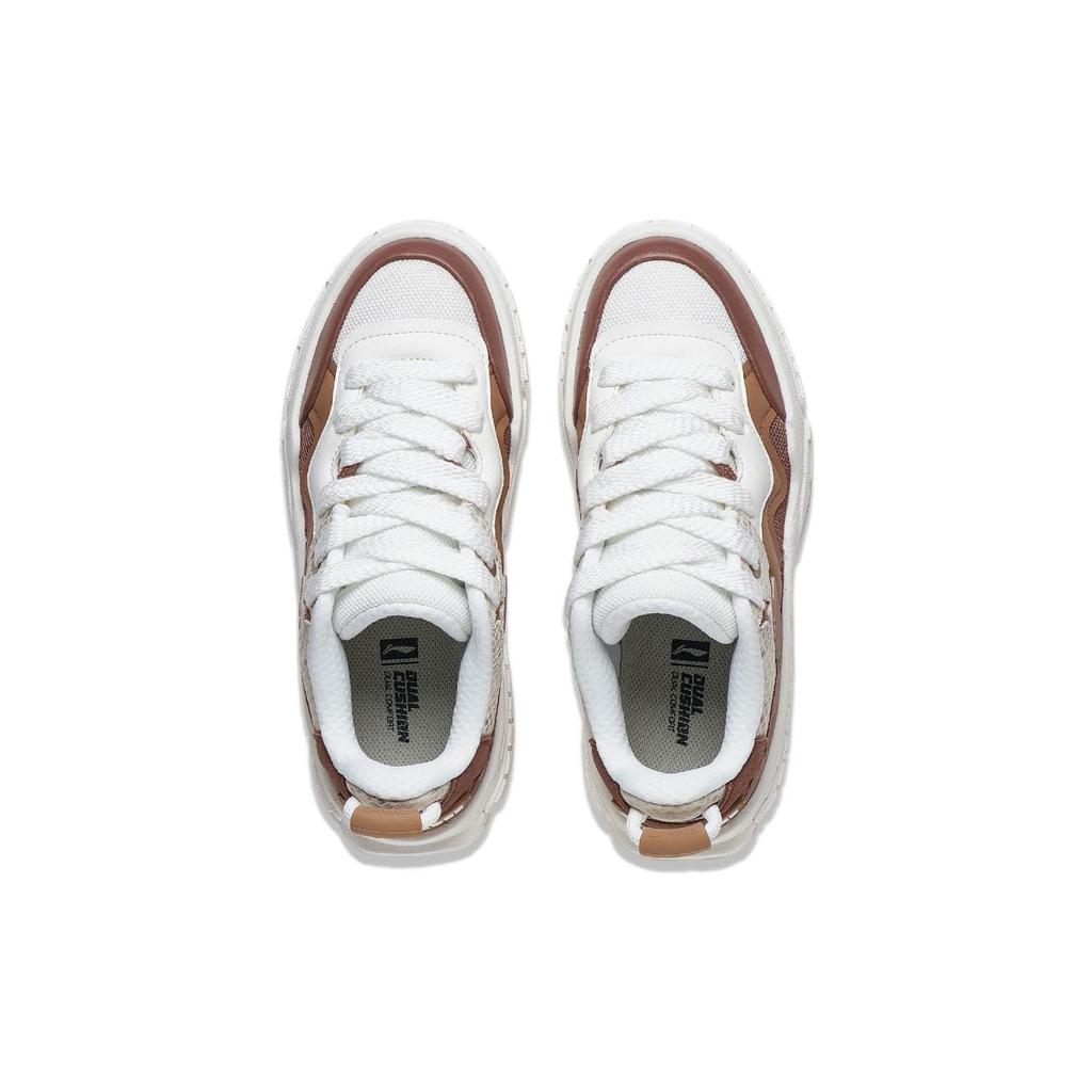 New LiNing 001 UNBLOCK UNBLOCK Low Top Skateboard Shoes Women's White Brown AGCT218-4