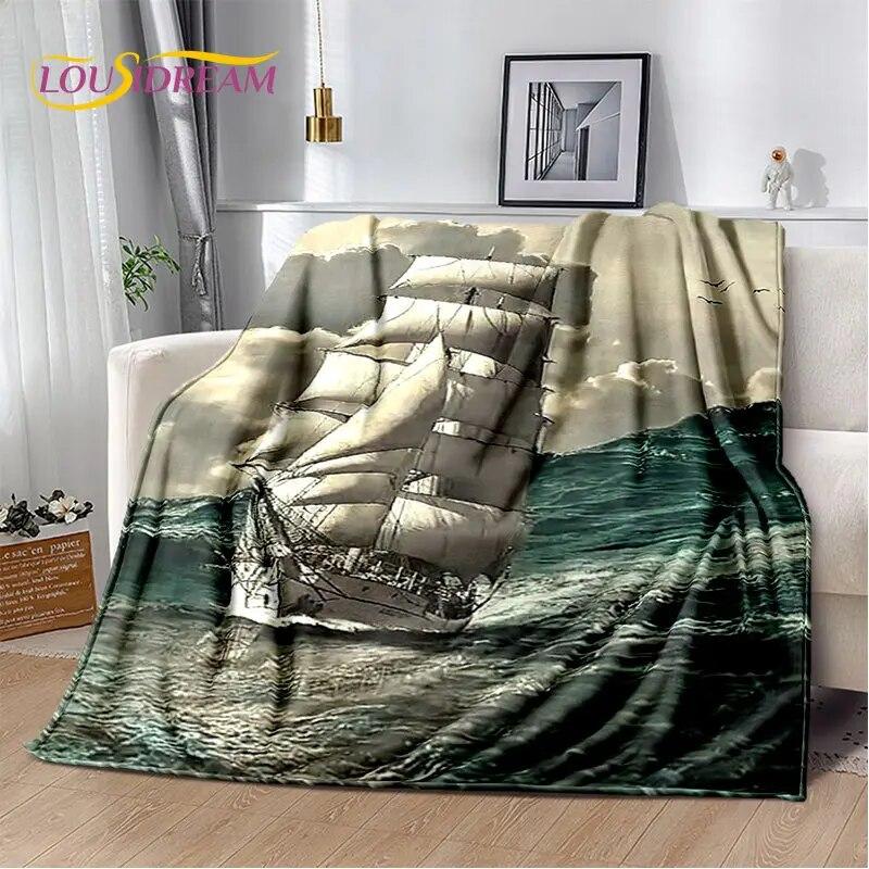 A Pirate Boat,Barque,Boat Ship Monster Soft Plush Blanket,Flannel Blanket Throw Blanket for Living Room Bedroom Bed Sofa Picnic