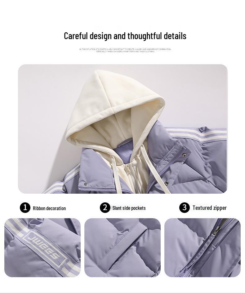 Męska bawełniana kurtka z kapturem na jesień/zimę 2025 - Gruba, ciepła, modny prążkowany design dla par