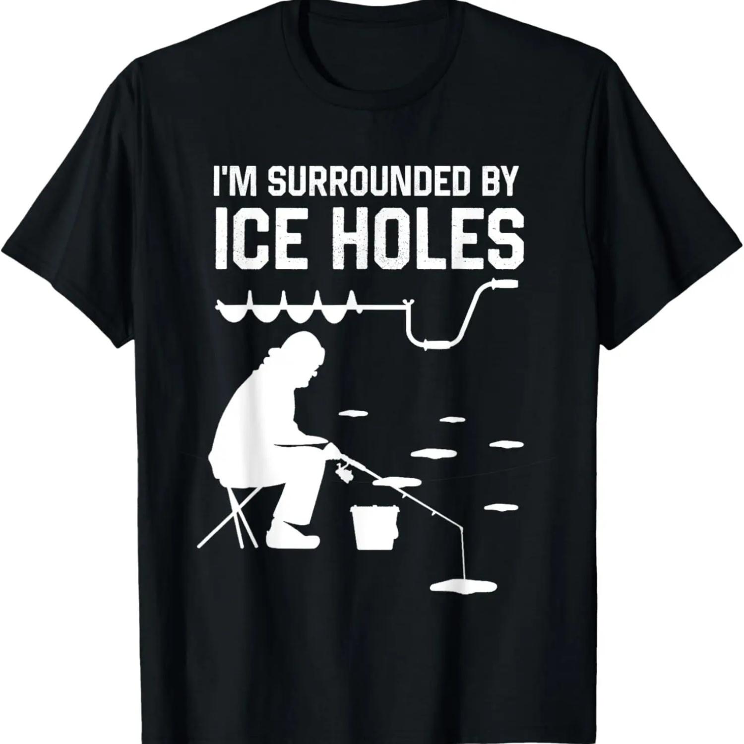 I m Surrounded By Ice Holes Funny Ice Fishing T-Shirt S чёрный