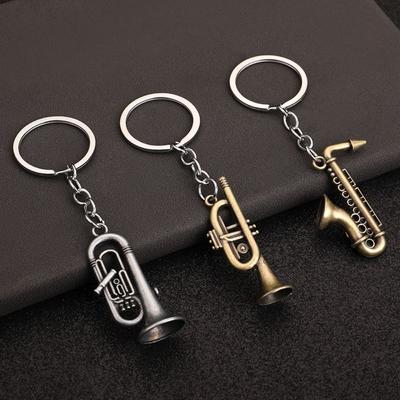 Saxophone Mini Instruments Keychain Mini Toys Car Pendant Backpack Metal Keyring  Friends