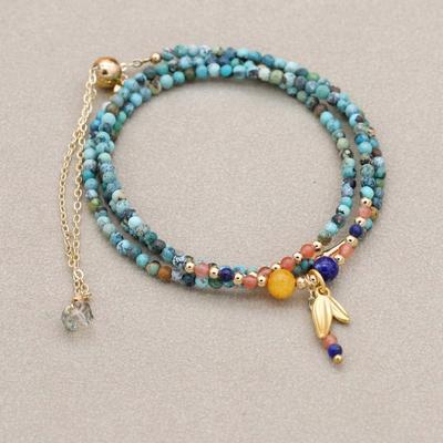 Handmade Dual-purpose Bracelets&Necklace 2MM Three Layer Natural Stone Beads Bohemian Strand Charm Bracelet Women Jewelry