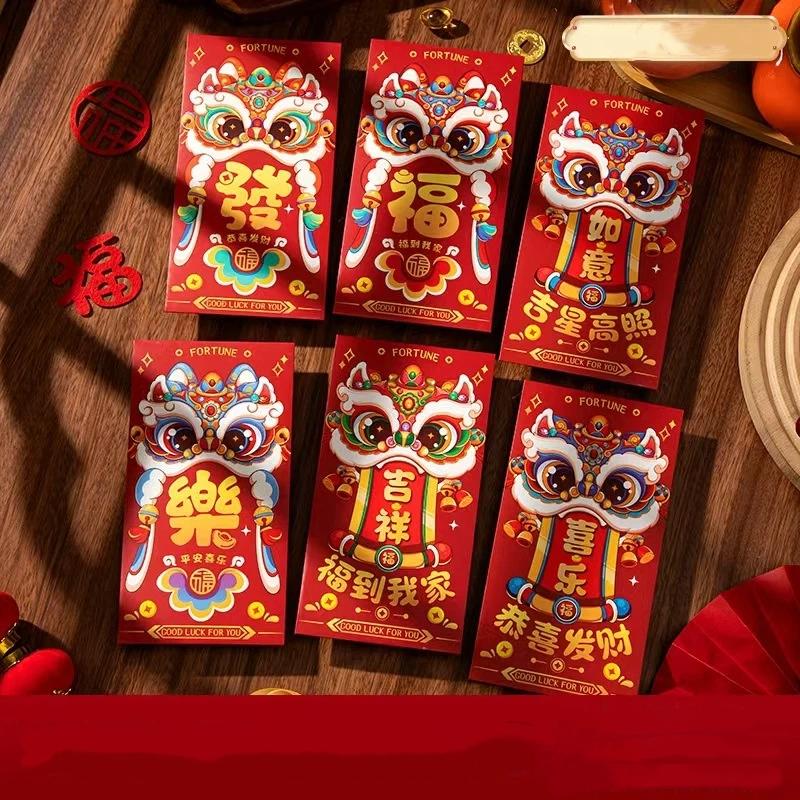 2026 Year of the Horse Gold Foil Red Envelopes Children s New Year Lucky Money Packets 6-Pack A6