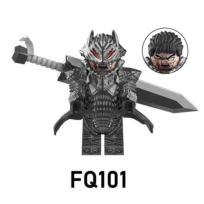 FQ101-102 Warrior Minifigure Building Blocks with Mount War Horse