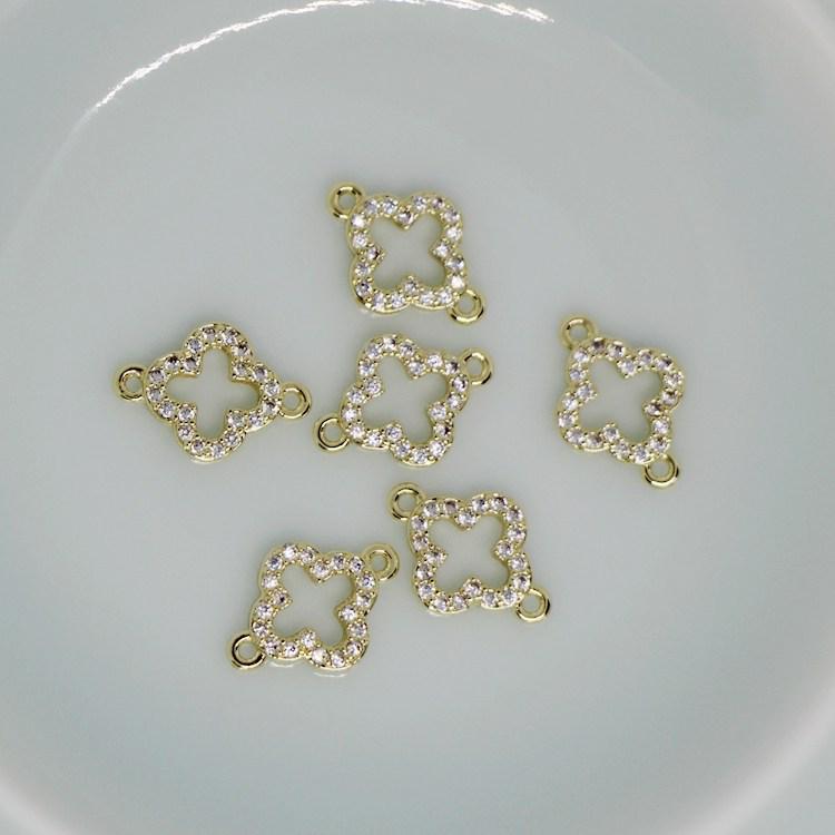 14K Gold Plated Zircon Four-Leaf Clover Necklace & Earrings Set