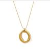 Women's European American Fashion Geometric Hollow Stainless Steel 18K Gold Plated Bamboo Chain Simple Smooth O Pendant Necklace
