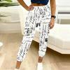 Summer Ladies Beautiful Floral Printed Sweatpants Loose Fit Drawstring Joggers Elastic Cuff Daily Casual Pants