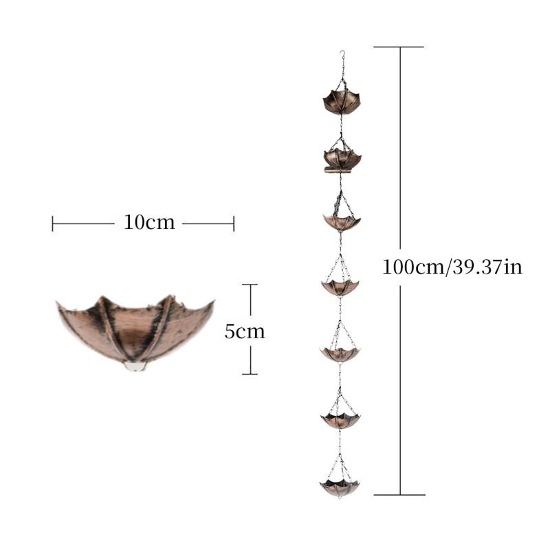 Chaîne de pluie décorative en fer pour extérieur Fleur de lotus Suspendue Gouttière Tuyau de descente Jardin Patio Cour Toit Corniches