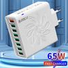 65W 8 Ports USB Charger QC Fast Charging EU/US/KR/UK Plug Fast Charger Power Adapter For iPhone 15 Xiaomi Samsung Wall Charger