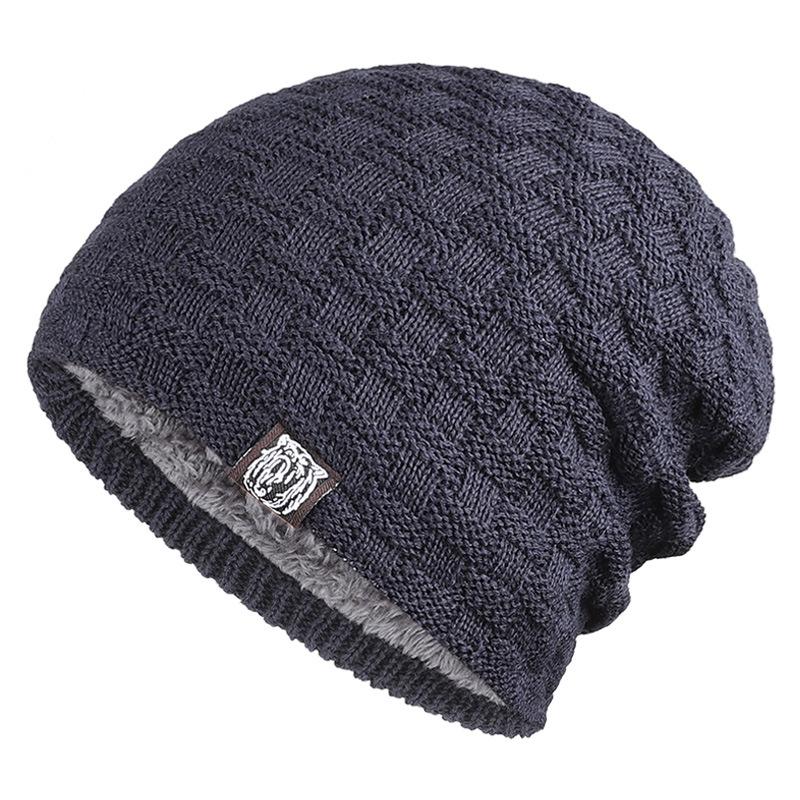 Mens Plush Lined Beanie Winter Knitted Skull Cap Thermal Outdoor Sports Warm Hat Skullies Cold Weather Protection