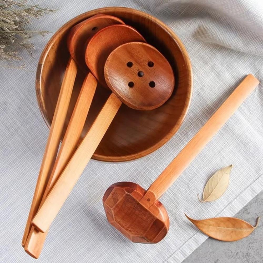 Durable Big Strainer Long-Handled Spoon Wood Handle Anti-scald Wooden Spoon Durable Japanese Spoon Cooking