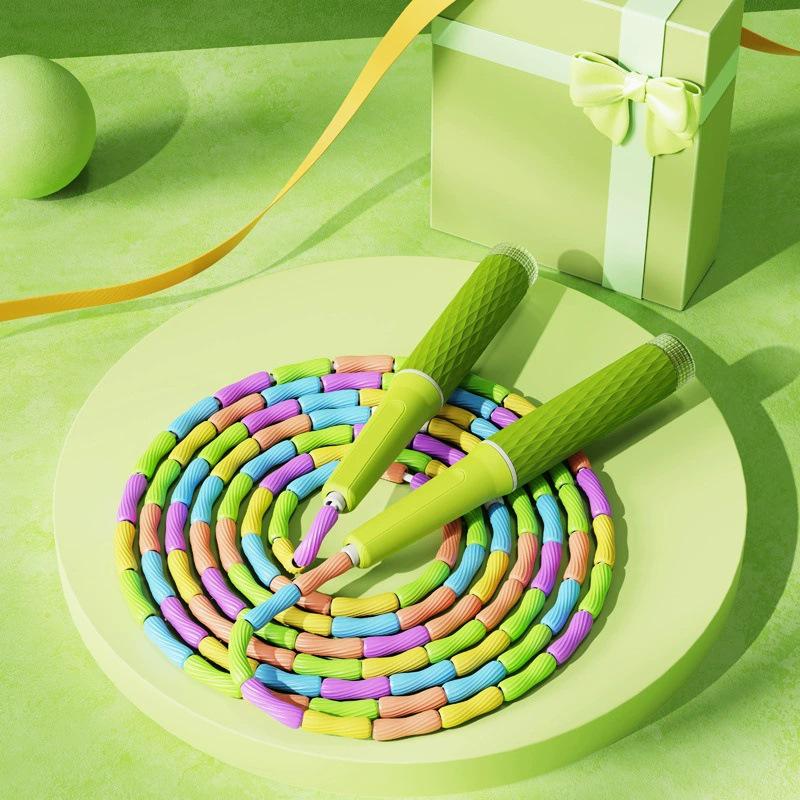 Adjustable No-Tangle Speed Jump Rope with Soft Beads for Primary & Secondary Students - Durable Bamboo Sections, Ideal for Beginners.