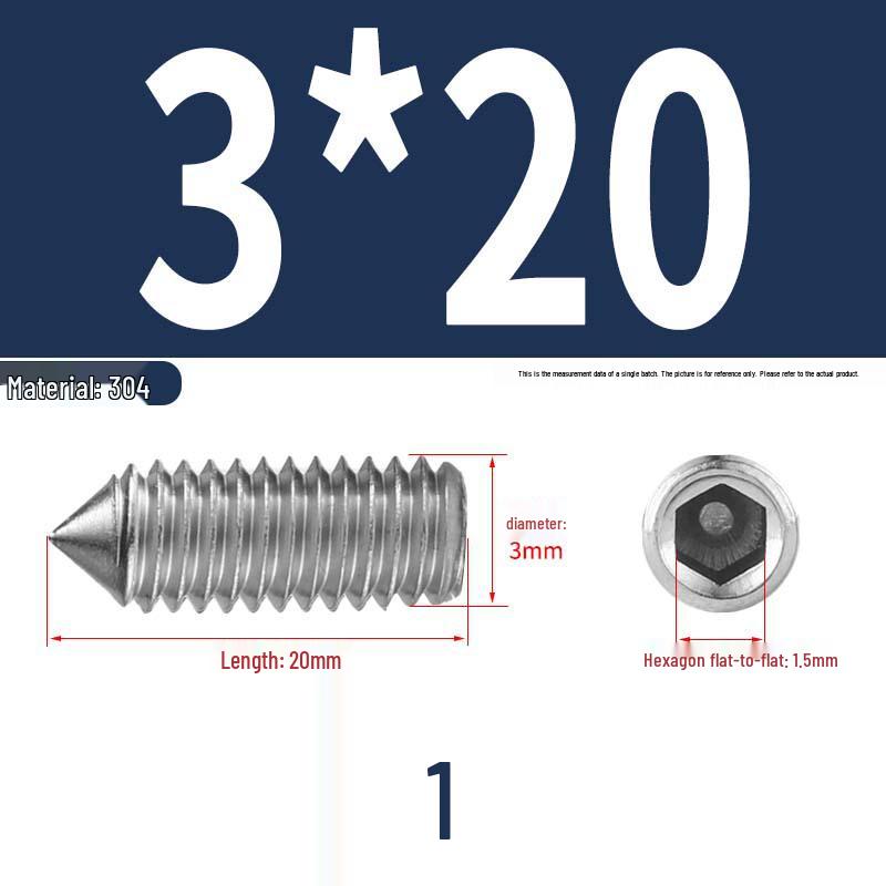 12.9 Edelstahl 304 Innensechskant Kegelspitze Gewindestift M2/M3