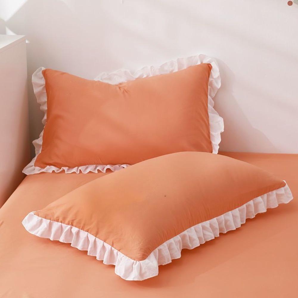 

Korean-style Ruffled Edge Princess Pillowcases Rectangular Pillowslip Pillow Protector Bedroom оранжевый