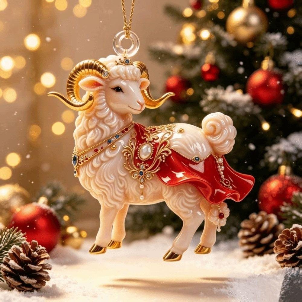 Ornamenti Appesi Capra Brillante Decorazione Animale Piatta 2D Nuova Portachiavi Decorazione Festa Festiva