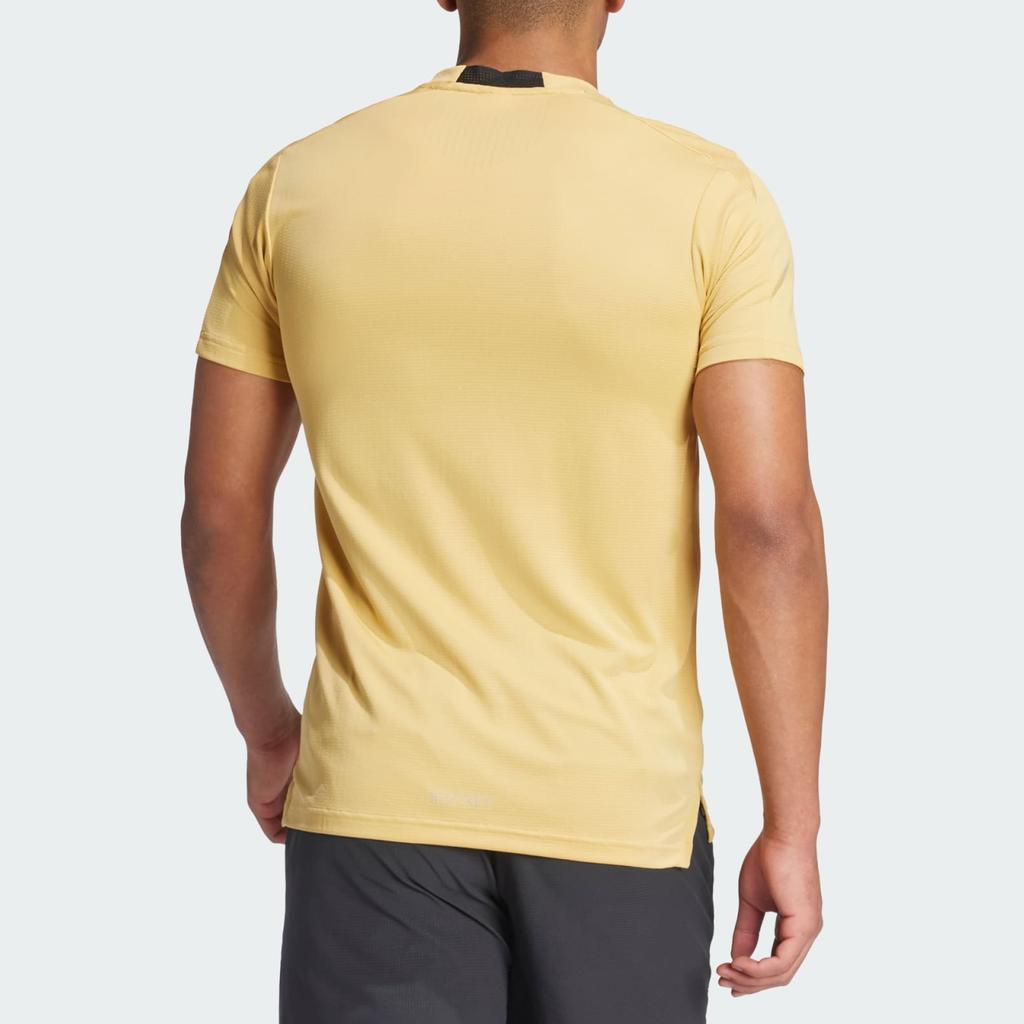 Adidas Solid Color Crew Neck Casual Comfort Short Sleeve T-Shirt Men Tops Yellow IS3740
