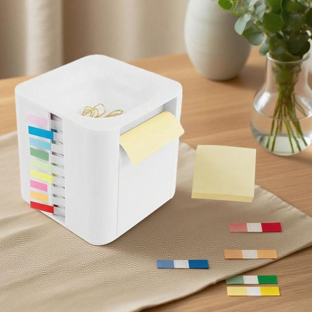 Plastic Desktop Note Holder 5-in-1 Page Marker Case Sticky Note Dispenser Dorm Room
